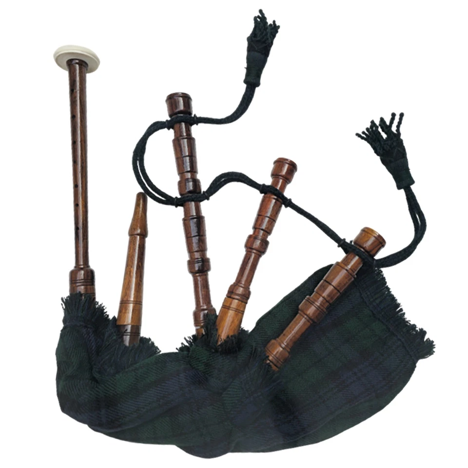 CELTIC Kids Mini Bagpipe – Sheesham Wood, Fully Playable with 2x Practice Reeds & Cord