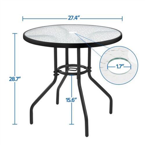 Outdoor Coffee Table Patio Round Bistro Table with Umbrella Hole for Outdoor - Picture 3 of 12