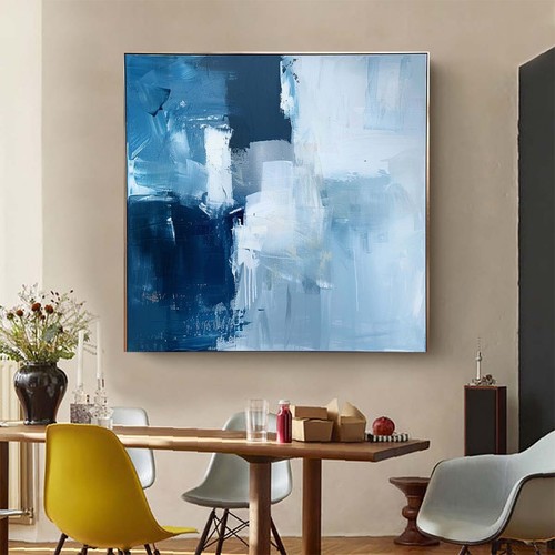 Abstrakte Wandkunst Gemälde auf Leinwand Kunst Original Gemälde Wanddekor Biue - Bild 2 von 7