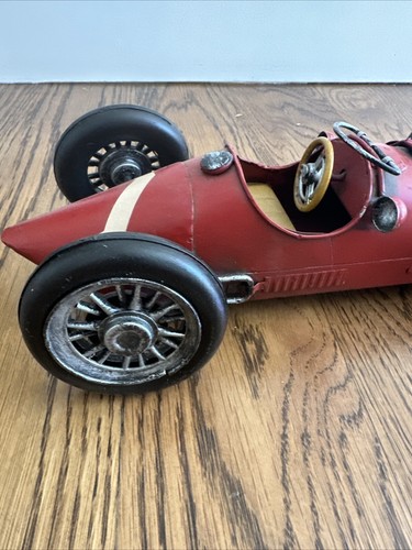 1952 Ferrari 500 F2 Grand Prix Red Tin MetalModel Race Car 13" Handmade - Picture 6 of 13