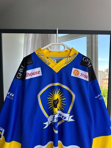 EHC Arosa Hockey Trikot Gr. L Schweiz Team blau gelb Ochsner Vintage Style - Bild 3 von 14