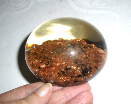 Murano Glass Paperweight ~ Copper/Gold Aventurine Flecks C.1980 - Picture 5 of 13