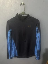 Under Armour Coldgear Pullover Womens M 1/4 Zip Blue Fitted Running  NN21