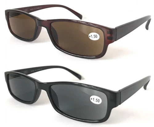 Unisex 100%UV400 Sun-Reading Glasses Flat Top Bridge Classic Plastic Frame SL364