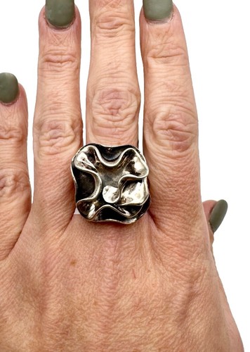 Silpada Signed Retired Sterling Silver .925 Abstract Blooming Flower Sz 8.5 - Picture 5 of 6