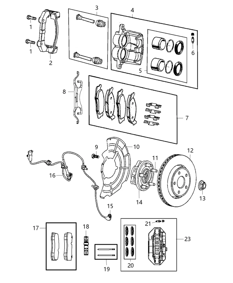 OEM MOPAR JEEP GRAND CHEROKE 2 ROTORES DE FRENO DELANTEROS Y PASTILLAS DE CERÁMICA BREMBO 2011-21 Foto 3 de 4
