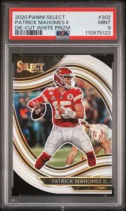 2020 PANINI SELECT PATRICK MAHOMES II DIE CUT WHITE PRIZM PSA 9 #302 CHIEFS