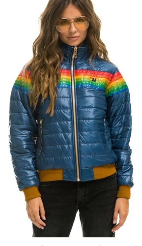 Aviator Nation 6 Stripe Jacket Womens LG NEW $550 - Picture 10 of 14