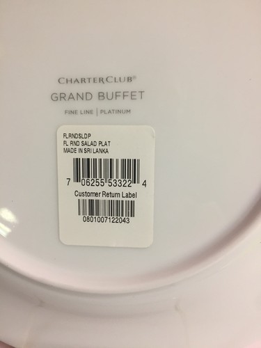 12 Charter Club GRAND BUFFET PLATINUM Salad Plate 0625553322 Fine Line New - Picture 3 of 4