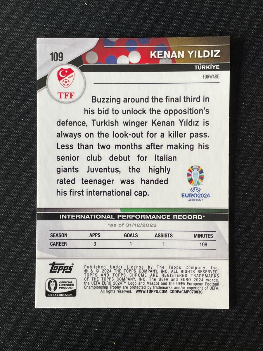 Kenan Yildiz 2024 Topps Chrome UEFA Euro Base #109 | eBay