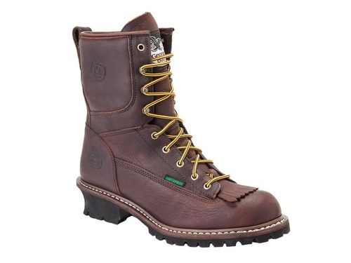 BOTAS GEORGIA HOMBRE 8"" LOGGER IMPERMEABLES PUNTERA LISA SUAVE M/W 7-15 G7113 NUEVAS - Imagen 3 de 9