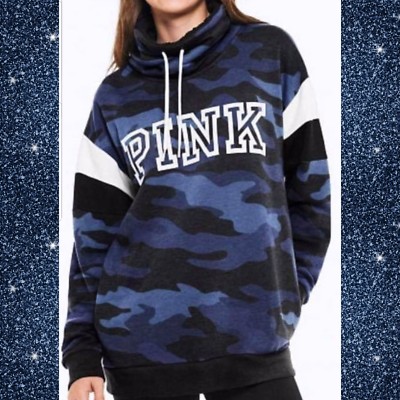 Victoria/'s Secret PINK SHERPA LINED CAMPUS COWL NECK PULLOVER XS-XL NWT