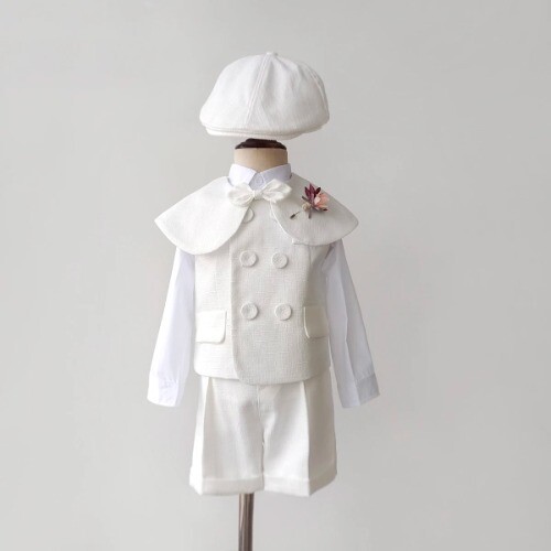Boutique Suit Baby Boy Baptism Outfit Christening White Vest Set Party Clothing - Picture 1 of 25