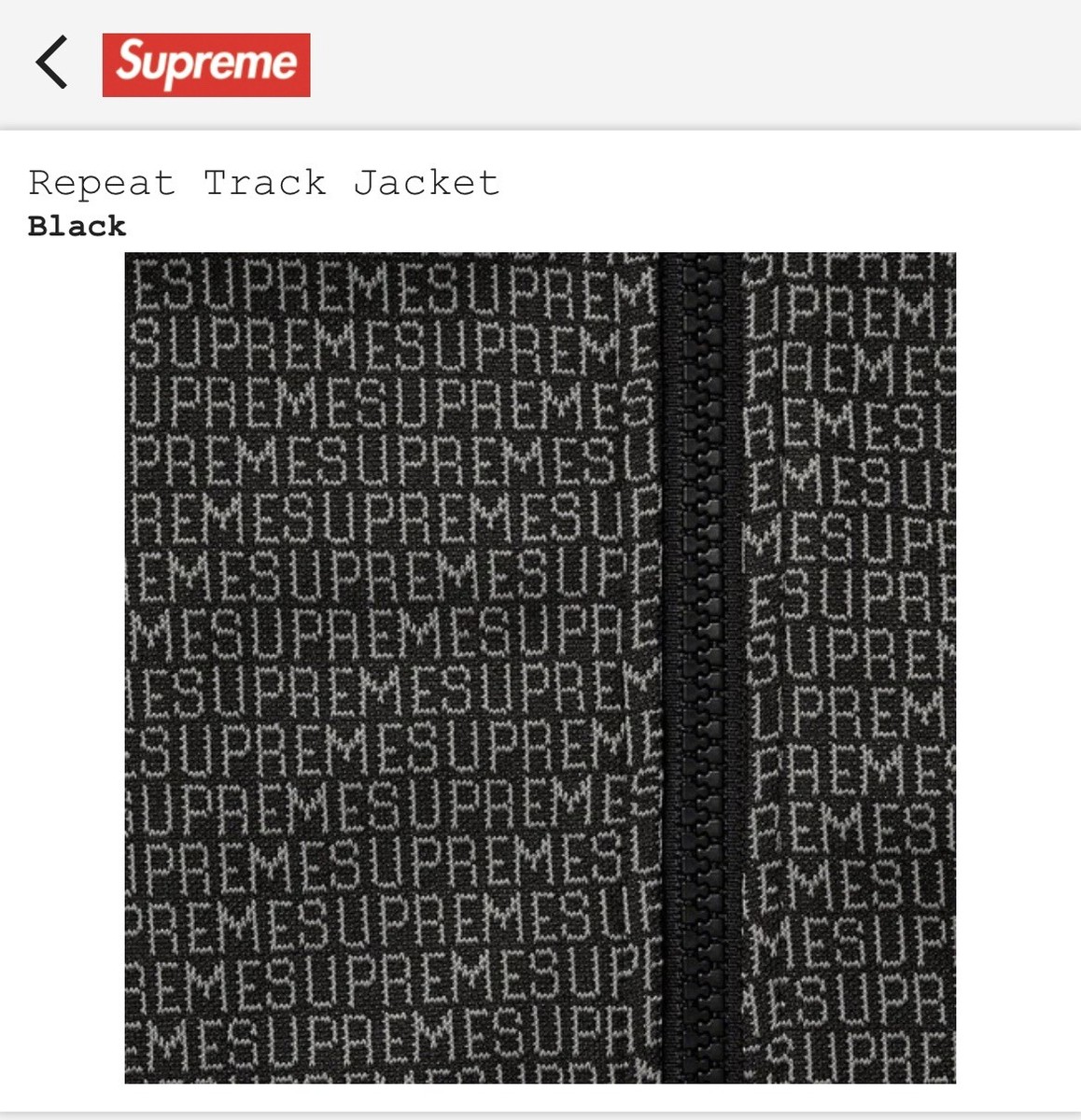 Guaranteed NEW** Supreme Repeat Track Jacket Black Large Guaranteed NEW** Supreme Repeat Track Jacket Black Large
