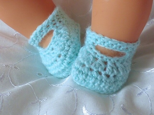 DOLLS CLOTHES MINT GREEN HAND CROCHET KNITTED SHOES FIT REBORN BABY DOLL 15-19" - Bild 9 von 10