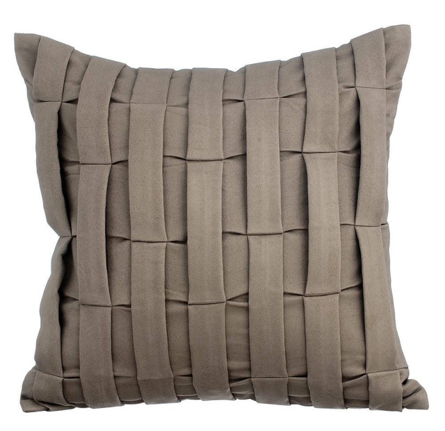 Decorative Grey Pillow Cover 20x20 inch Suede, Pintuck