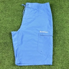 Simms SolarFlex Mens Size 38 Fishing Shorts Blue Board 10" Inseam Unlined