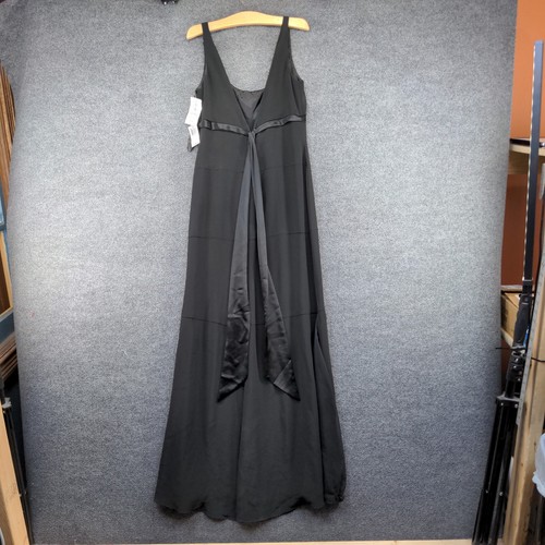Vera Wang Women's Bridesmaid Dress Black Size 10 Maxi Deep V-Neck Tie Back W/Tag - Picture 4 of 12