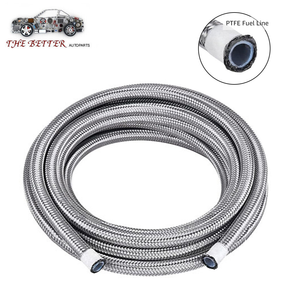 AN6 AN8 AN10 16FT Stainless Steel Braided E85 PTFE Fuel Line Gas Oil Line Hose