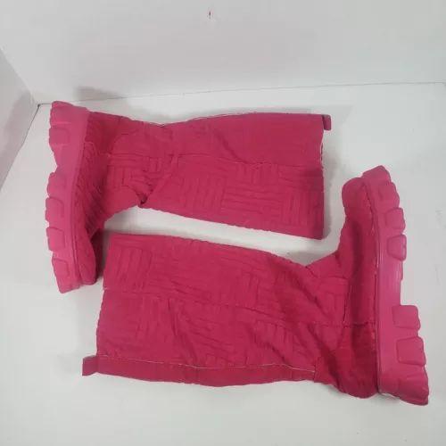 Womens Knee High Hot Pink Snow Boots Suede Block Heel Casual Size 6.5 Sexy