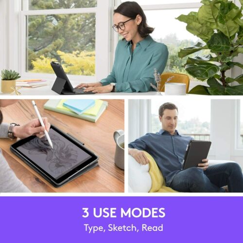 Logitech Slim Folio Case Integrated Bluetooth Keyboard iPad 7th & 8th Generation - Picture 7 of 9