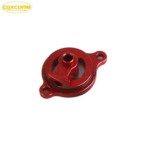 Red Engine Oil Filter Cover Cap For Honda CRF 450X 450L 450RX 250RX 250R 2017-23 - Picture 6 of 8