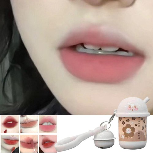 Milk Tea Cup Keychain Lip Mud Lip Gloss Lipstick Graypink Moisturising Lip Glaz↕ - Picture 2 of 29