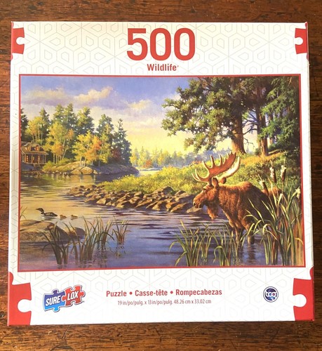 NEW Sealed “Moose Cabin Scene “ Jigsaw Puzzle 500 Pieces SureLox - Picture 1 of 6