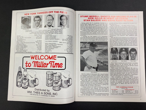 1983 FORT LAUDERDALE NEW YORK YANKEES 22ND SEASON SOUVENIR PROGRAM! 1624 - Picture 3 of 4