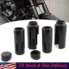 Black Upper/Lower Fork Covers Tube Caps For Harley Softail Breakout  FXBRS FXBR