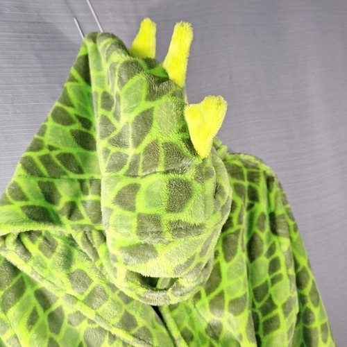 Cuddl Duds Bright Green Lizard Scale Pattern Mask Hooded Bathrobe Size L 12/14 - Picture 7 of 11