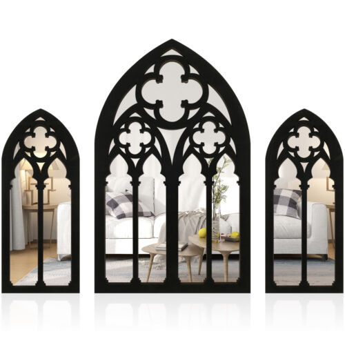 3Pcs Window Style Mirror Home Decoration Wall Mounted Gothic Arch Room Decor◓①· - Picture 2 of 11