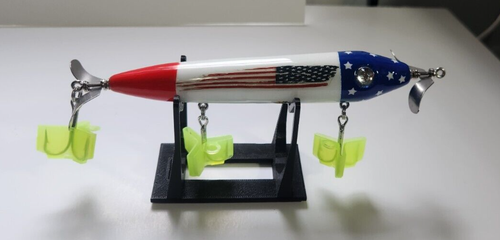 Señuelo de 6 pulgadas Hecho a Mano Maderado BIG BOY Chopper Topwater (Bandera Americana) - Imagen 2 de 4