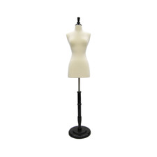 Female Dress Form Pinnable Foam Mannequin Torso Size 2-4 with Black Round Base