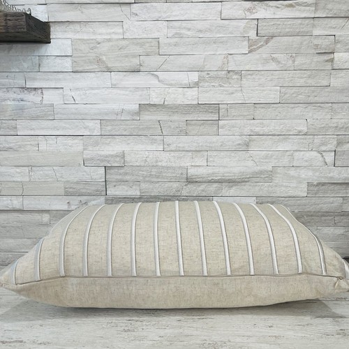 Kravet Linen Blend Stereo Embroidered Striped Oblong Pillow 14x23 Down Filled - Picture 8 of 17