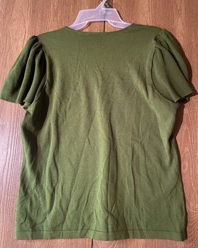 Ann Taylor Women’s V-Neck Short Sleeve Green Blouse Size Large, NWT. - 第 2/8 張圖片