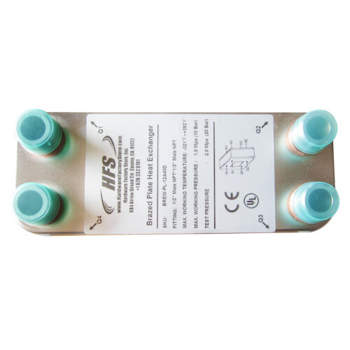 HFS(R) Homebrew Birra Wort Refrigeratore (7,5"2,9" 40 Piatto 1/2"1/2" NPT) - Foto 2 di 5
