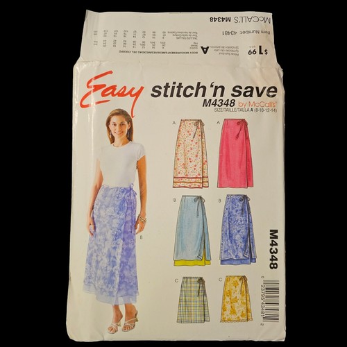 Corbatas faldas envolventes FF patrón de costura sin cortar talla 8-14 para mujer McCall's M4348 - Imagen 1 de 3