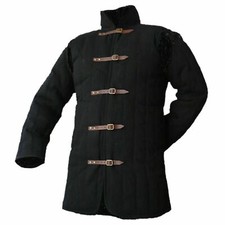 Black L Size Gambeson Type IV Medieval Padded Armour Coat SCA LARP Arming Jacket