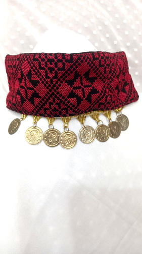 Handmade Traditional Embroidered Headband Decoration Gold Boho Coins One Size - Picture 3 of 9