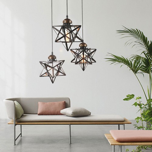 Modern 3-Light Moravian Star Glass Pendant Chandelier Light Ceiling Fixture Lamp - Picture 2 of 12