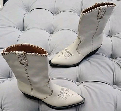 Franco SARTO Lance Western Cowgirl Pointy Boots White Leather Womens Shoes 8 New - Bild 2 von 17