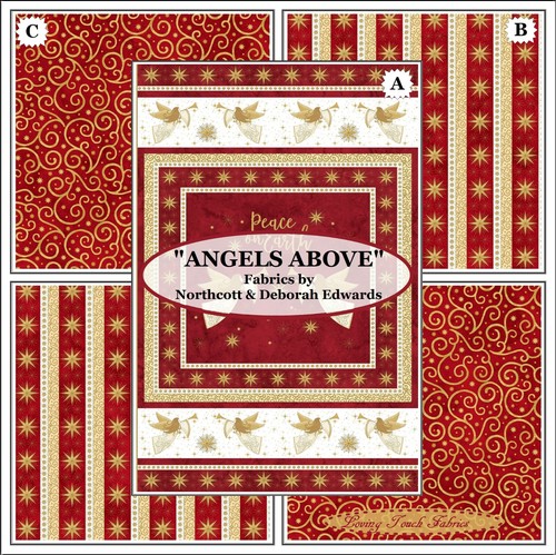 NORTHCOTT, "ANGELS ABOVE", ANGELS, STRIPES, SWIRLS, STARS, FABRICS - Picture 1 of 4