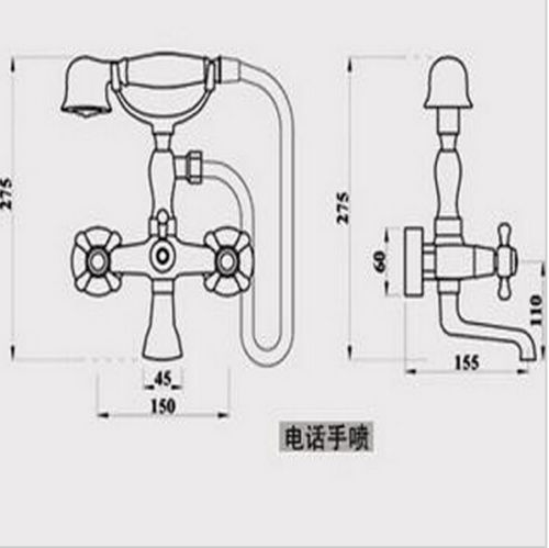 Grifo mezclador de ducha de mano para bañera de baño dorado manijas dobles i3 - Imagen 4 de 4