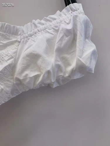 Vestido midi blanco manga abullonada cuello cuadrado Doen para mujer - Imagen 9 de 12