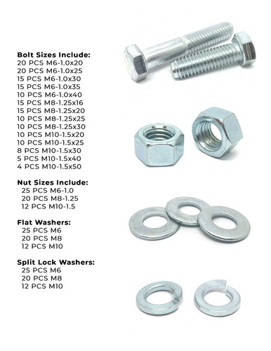 Surtido de tornillos hexagonales clase métrica 10,9 pernos tuercas lavadora - 341 piezas - Imagen 4 de 5