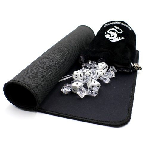 DnD Rollenspiel Metall Würfel Set mit Spielmatte, Würfeltasche und Zähler - Weiß - Bild 4 von 6