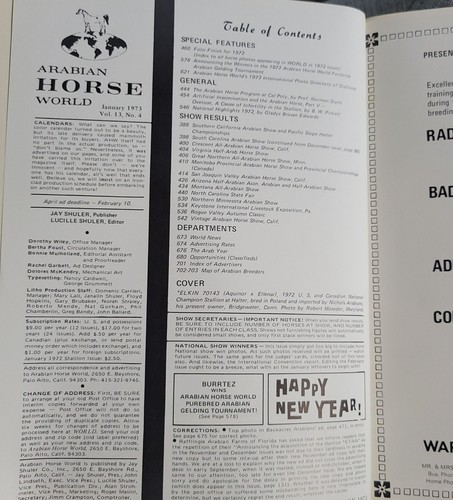 Arabian Horse World January 1973 STALLION GUIDE Volume 13 No 4 VERY GOOD - Picture 2 of 4
