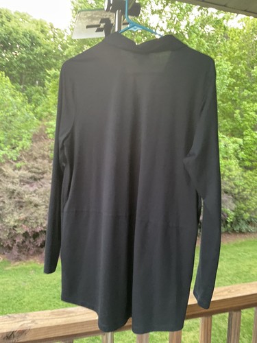 J. Jill Damen Medium Button Down schwarz Shirt Top Roll-Tab Pima Baumwolle - Bild 14 von 20
