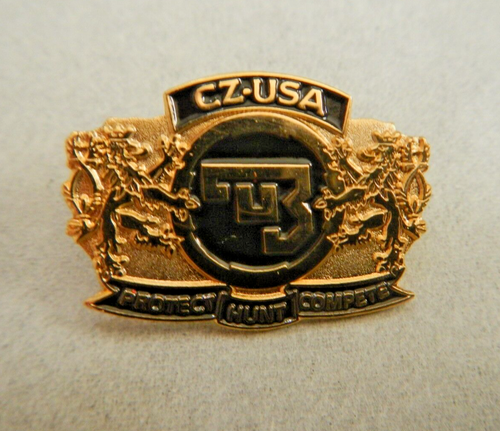 CZ-USA HAT LAPEL PIN - PROTECT - HUNT - COMPETE - GUNS - FIREARMS - NEW - UNUSED - Picture 3 of 7